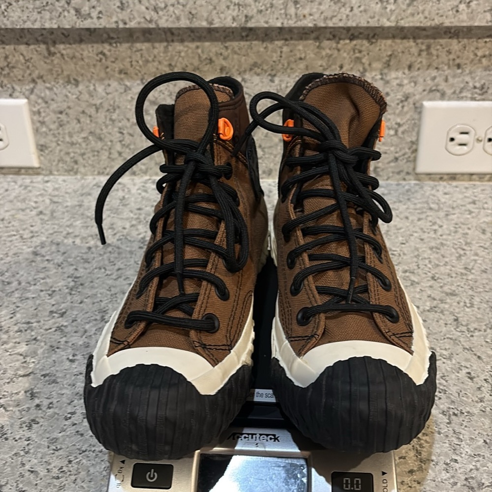 Converse Gore-Tex Brown High-Top Sneakers with Black and Orange Accents W- 7 M-5 - Picture 3 of 14